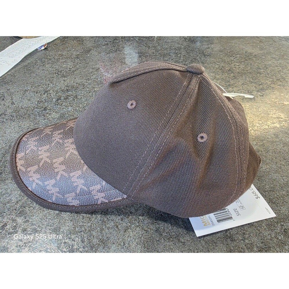 Michael Kors Monogram MK Logo Visor Brown Baseball Cap Hat 1 Size